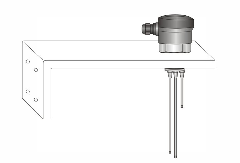 Wandmontagewinkel für konduktive Stabsonden R1,5“ und Kompaktecholot 3/6