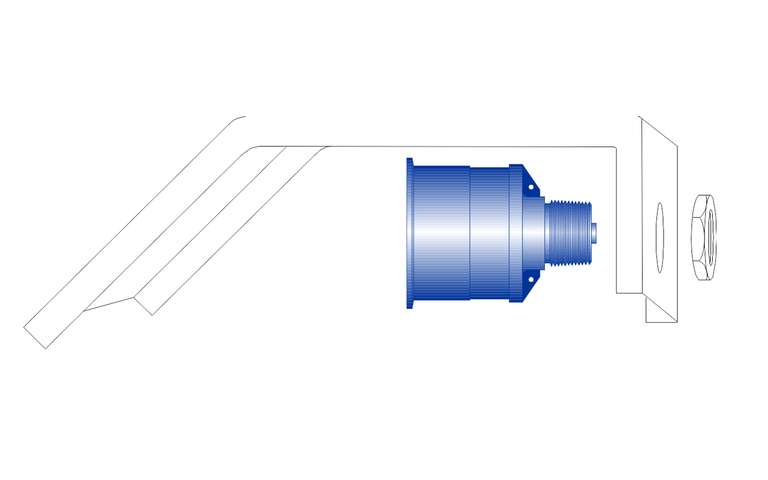 Reflektorwinkel für Sensoren, Material: Edelstahl 1.4571. Für Sensoren der P- und i-Serie mit 1“, 1,5“ und 2“ Gewinde